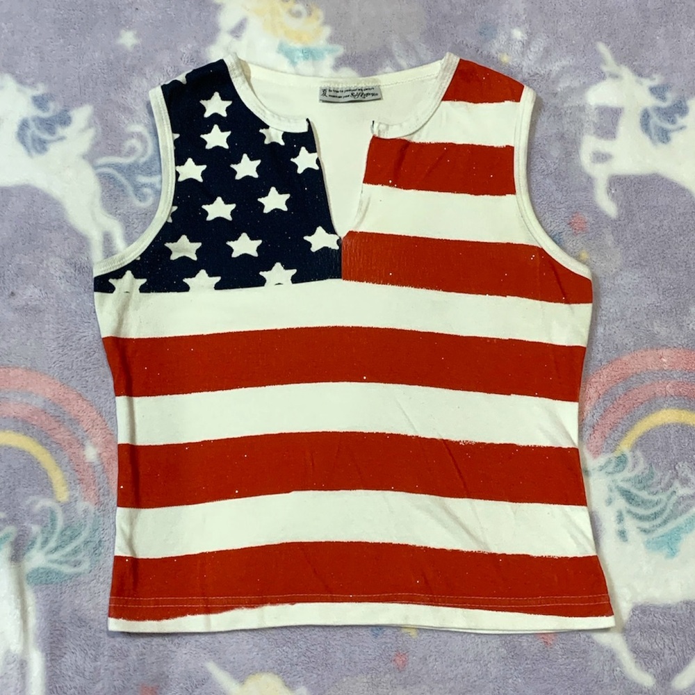 Vintage Y2K Self Esteem American Flag Tank